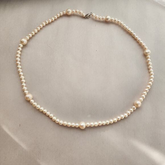 IPS International Pearl Necklace- Sterling Silver 925 Stamped Clasp 22" Beaded - Picture 3 of 12